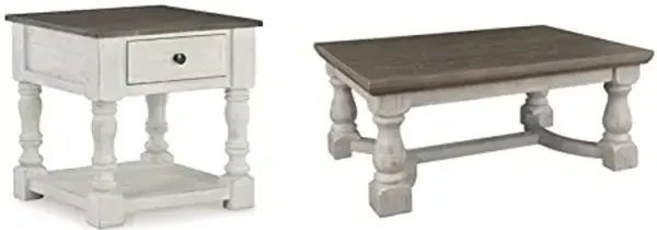Signature Ashley Havalance Farmhouse End Table and Coffee Table Set, Gray/White