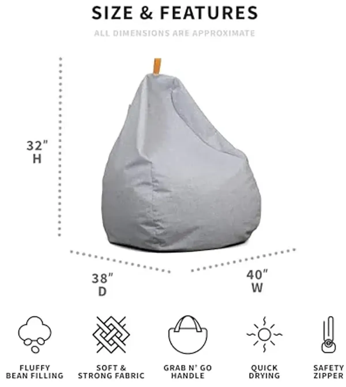 Big Joe Tuft Weatherproof Bean Bag Chair, Ceramic Intertwist, Weather Resistant UV-Protected Fabric, 3 feet Teardrop