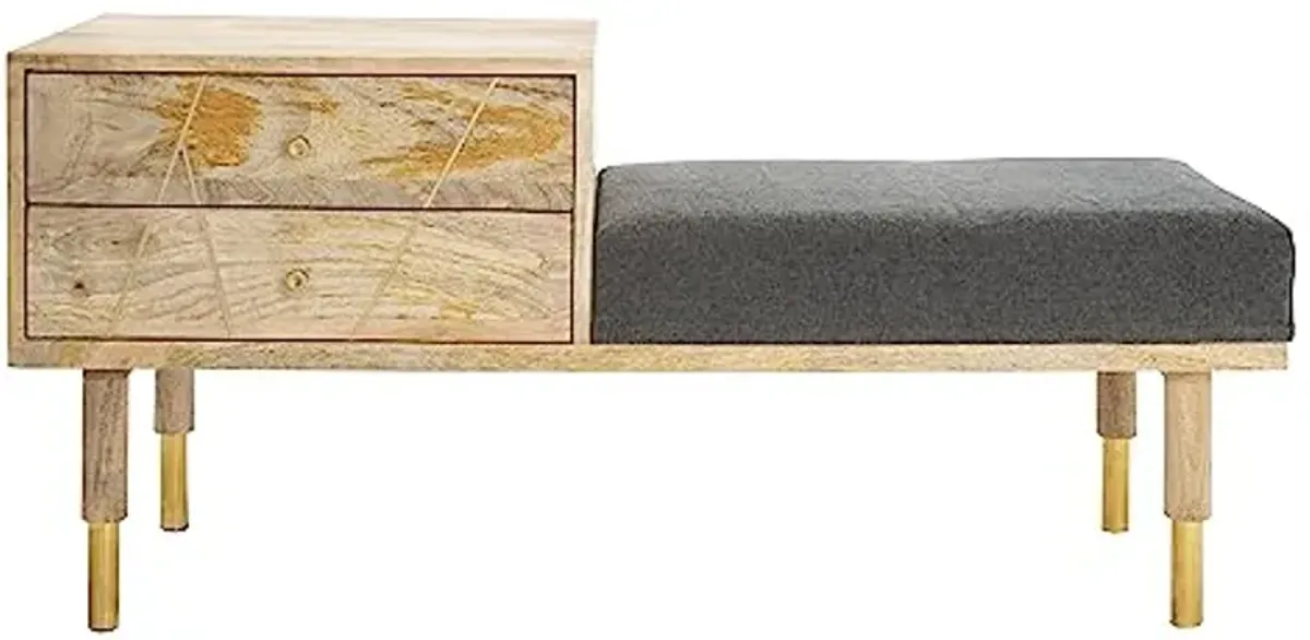 SAFAVIEH Home Collection BCH9000 Bench, Natural/Grey