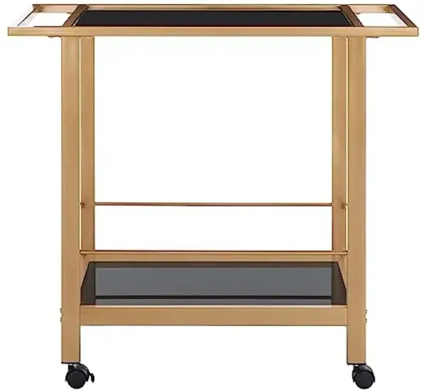 Safavieh Home Collection Gaelle Matte Gold/Black 2-Tier Bar Cart with Handle