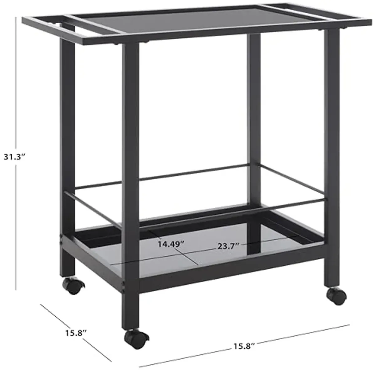 Safavieh Home Collection Gaelle Matte Black/Black 2-Tier Bar Cart with Handle