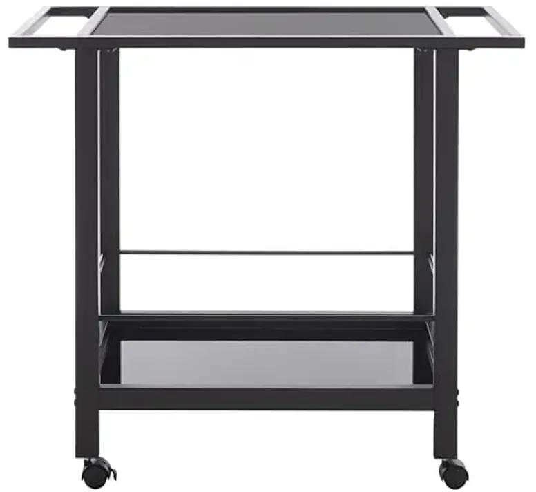 Safavieh Home Collection Gaelle Matte Black/Black 2-Tier Bar Cart with Handle