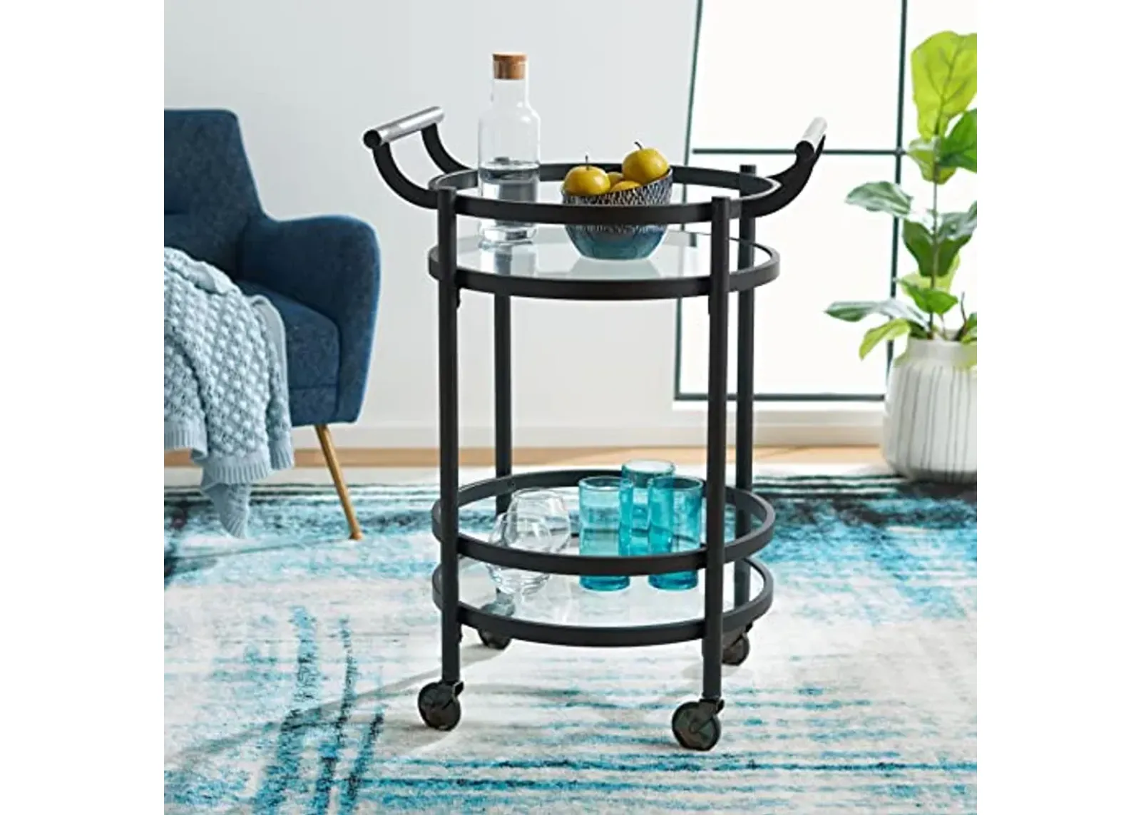 Safavieh Home Collection BCT8001 Bar Cart, Matte/Black