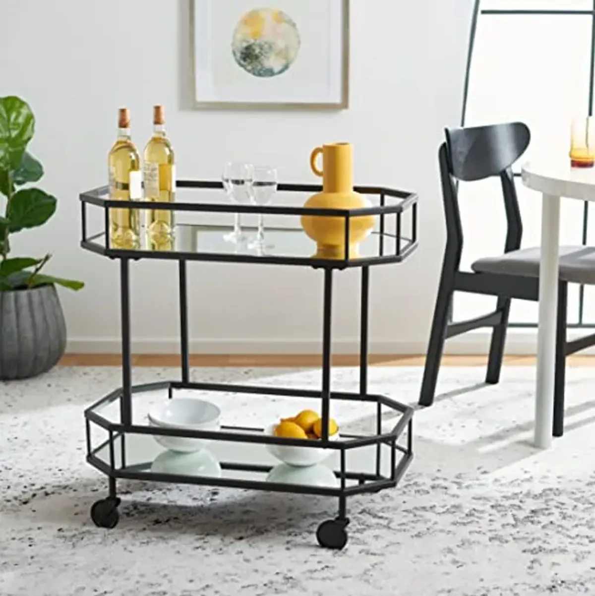 Safavieh Home Collection Silva Black 2-Tier Octagon Bar Cart