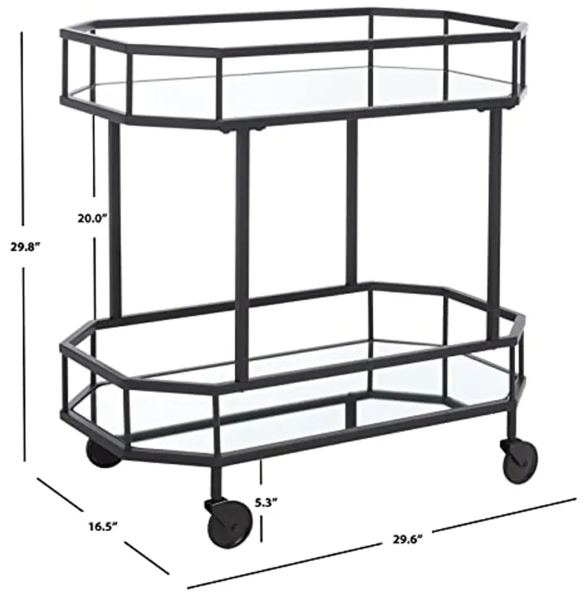 Safavieh Home Collection Silva Black 2-Tier Octagon Bar Cart