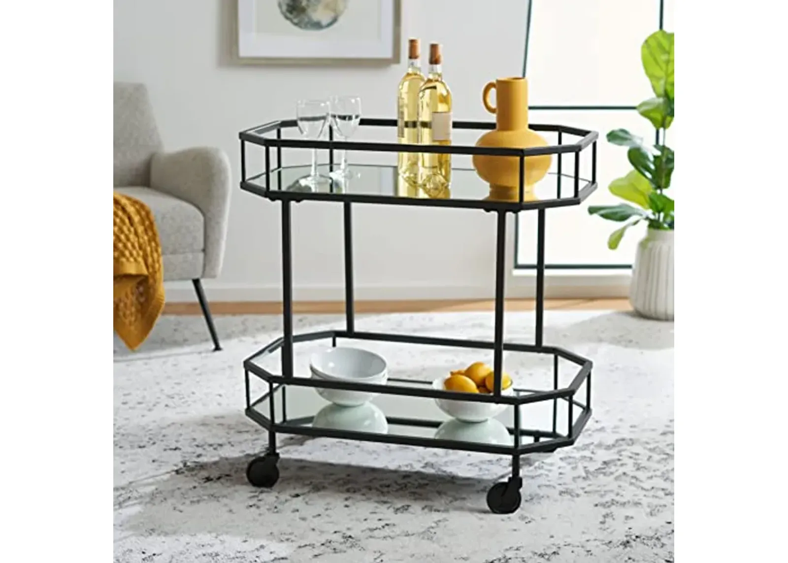 Safavieh Home Collection Silva Black 2-Tier Octagon Bar Cart