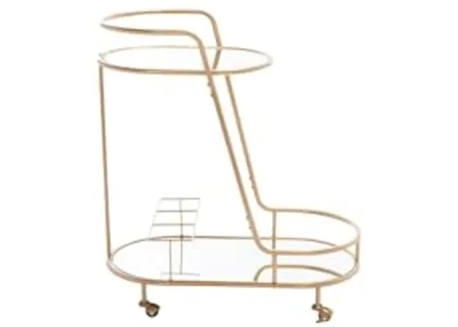 SAFAVIEH Home Collection Midas Gold/Mirrored 2-Tier Oval Bar Cart