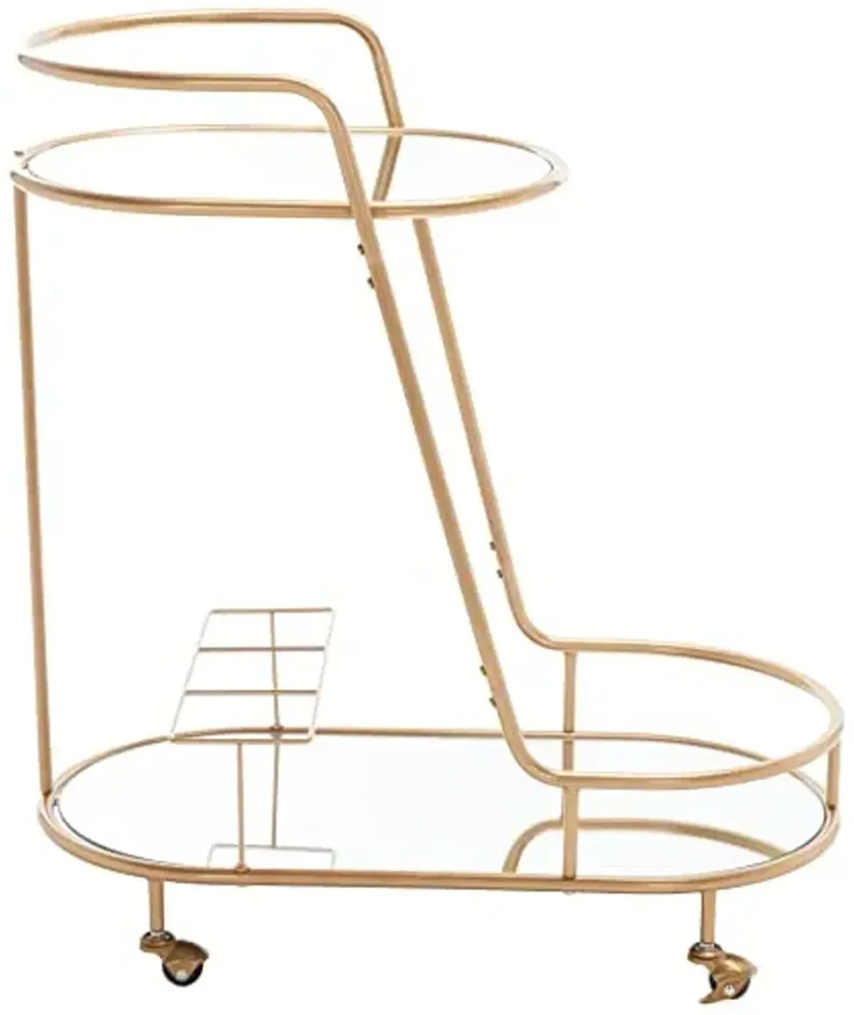 SAFAVIEH Home Collection Midas Gold/Mirrored 2-Tier Oval Bar Cart