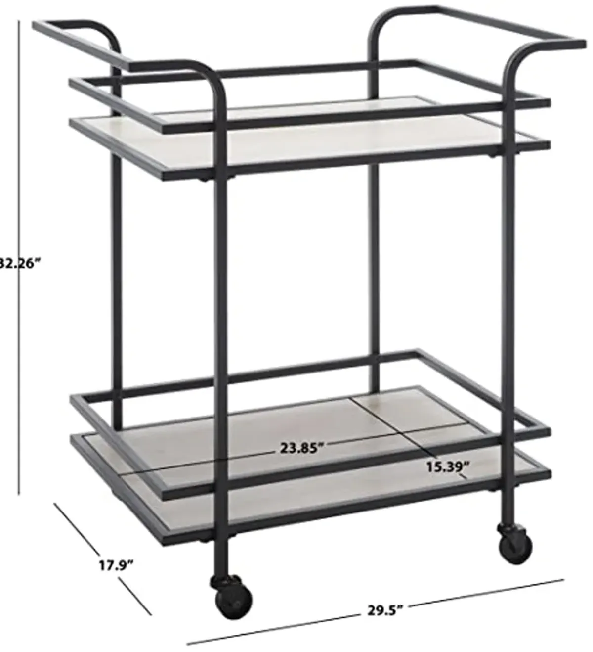 Safavieh Home Collection Lameris Matte Black/Grey 2-Tier Bart Cart with Handle