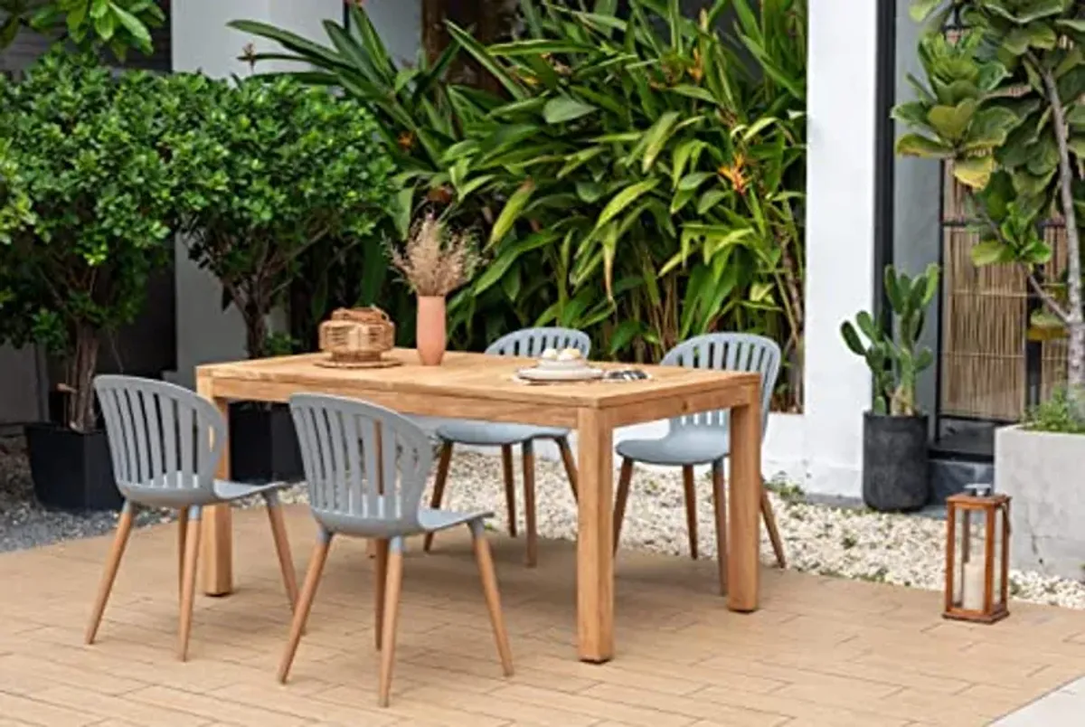 Amazonia | Ideal for Patio and Outdoors Posay 5-Piece Rectangular Dining Set | Certified Teak, Brown