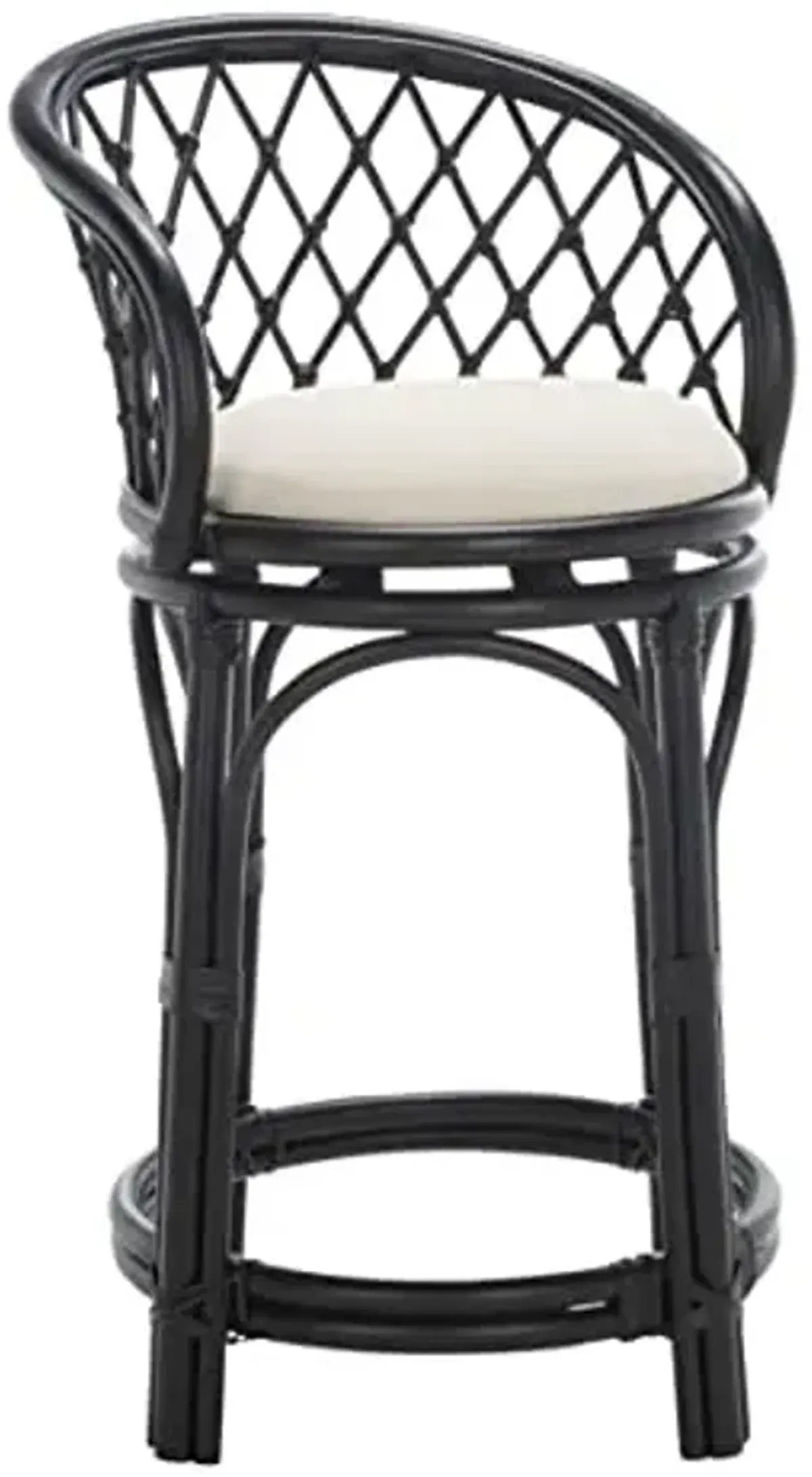 Safavieh Home Collection Tura Black/White Solid Wood Rattan 25-inch Counter Stool with Cushion