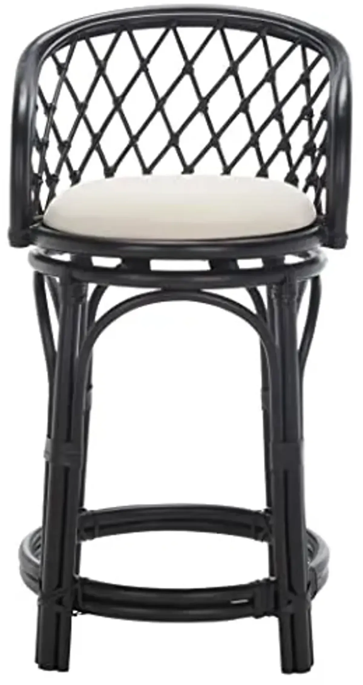 Safavieh Home Collection Tura Black/White Solid Wood Rattan 25-inch Counter Stool with Cushion