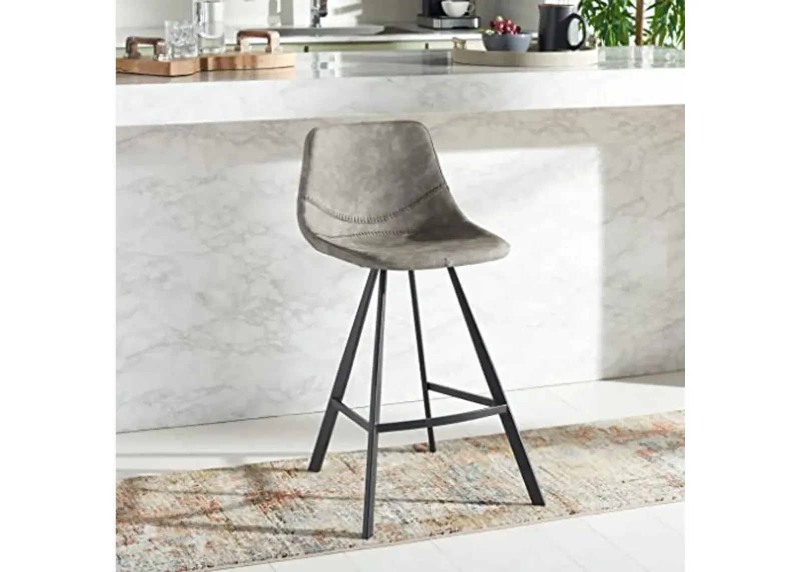 Safavieh Home Collection Ryanne Grey Faux Leather/Black 26-inch Counter Stool