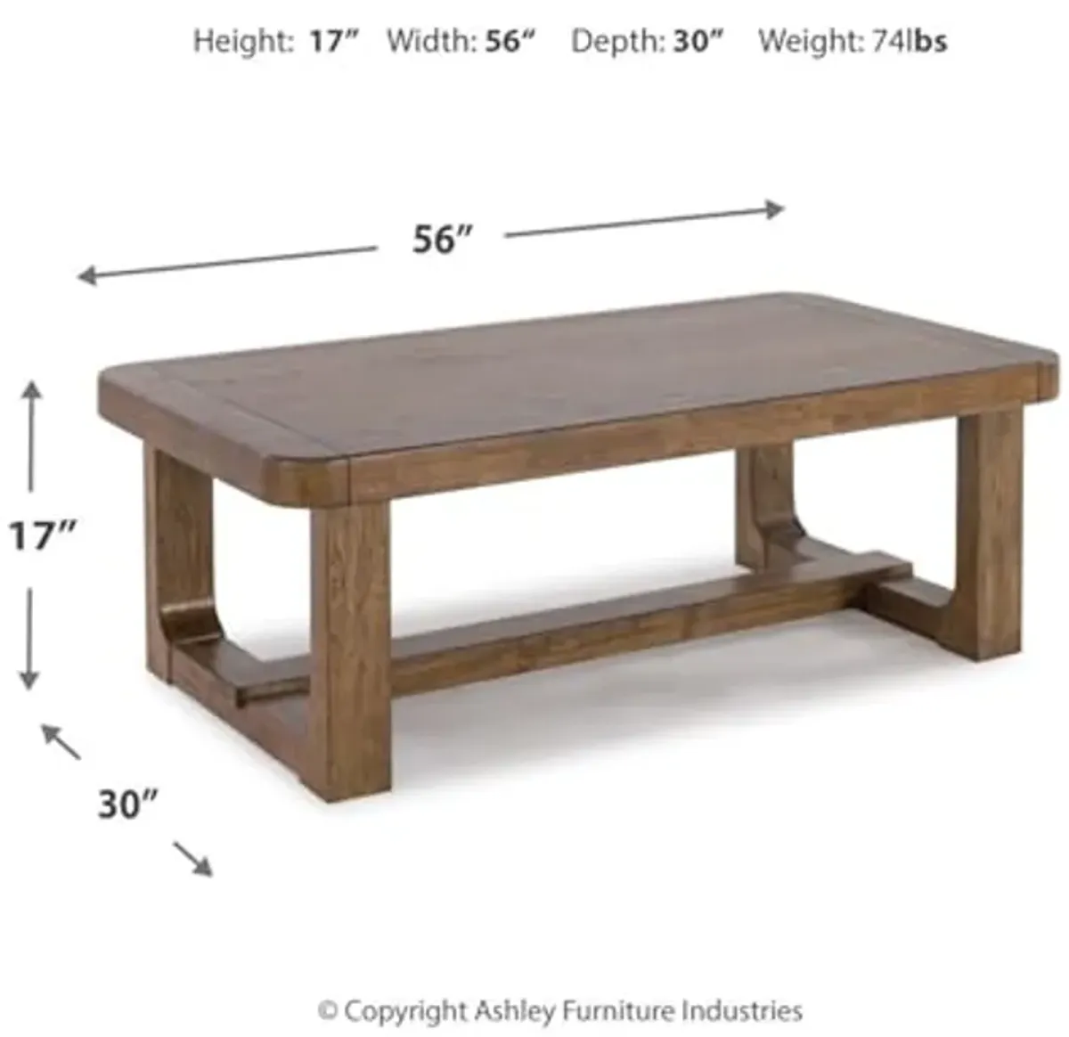 Signature Design by Ashley Cabalynn Traditional Farmhouse Coffee Table, Brown