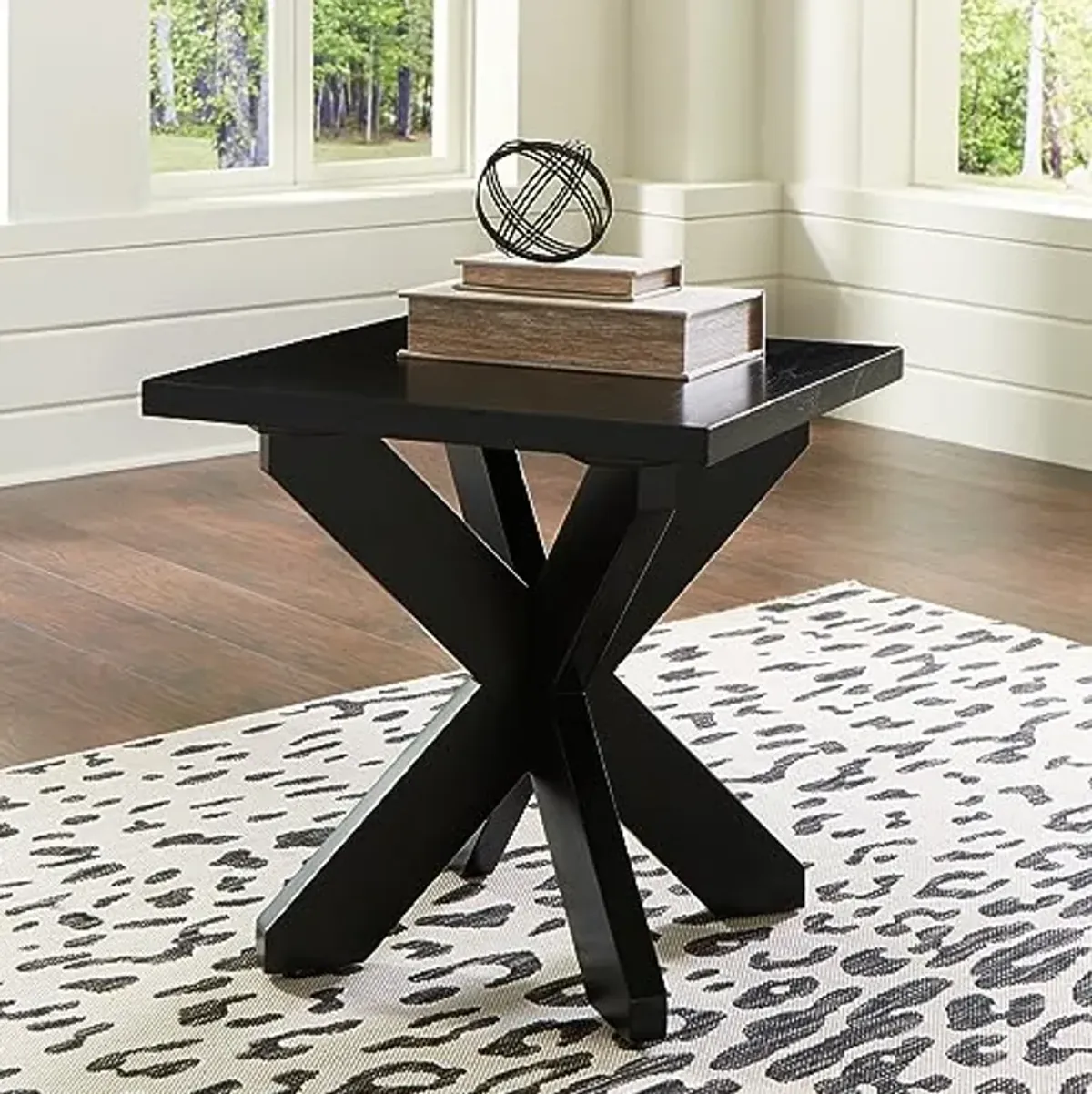 Signature Design by Ashley Joshyard Contemporary Crossed Leg End Table, Black