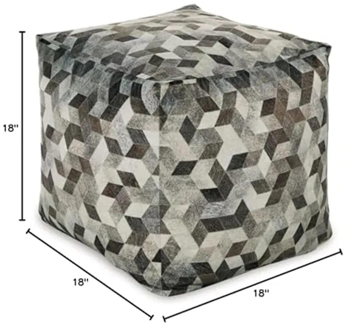 Signature Design by Ashley Albermarle Casual Geometric Patterned Pouf 18 x 18 Inches, Gray & Dark Brown