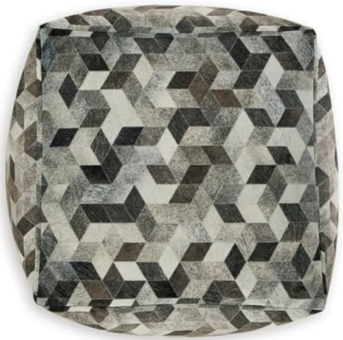 Signature Design by Ashley Albermarle Casual Geometric Patterned Pouf 18 x 18 Inches, Gray & Dark Brown