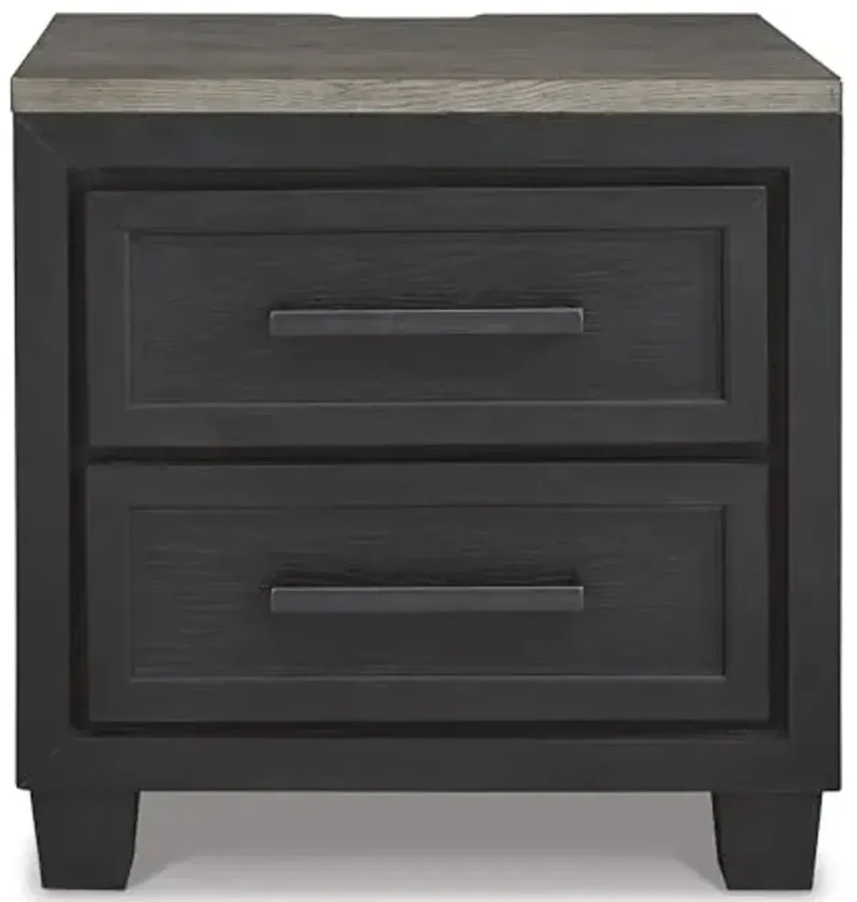 Signature Design by Ashley Foyland Modern Nightstand with 2 Drawers and USB Ports, 26.88" Tall, Dark Brown
