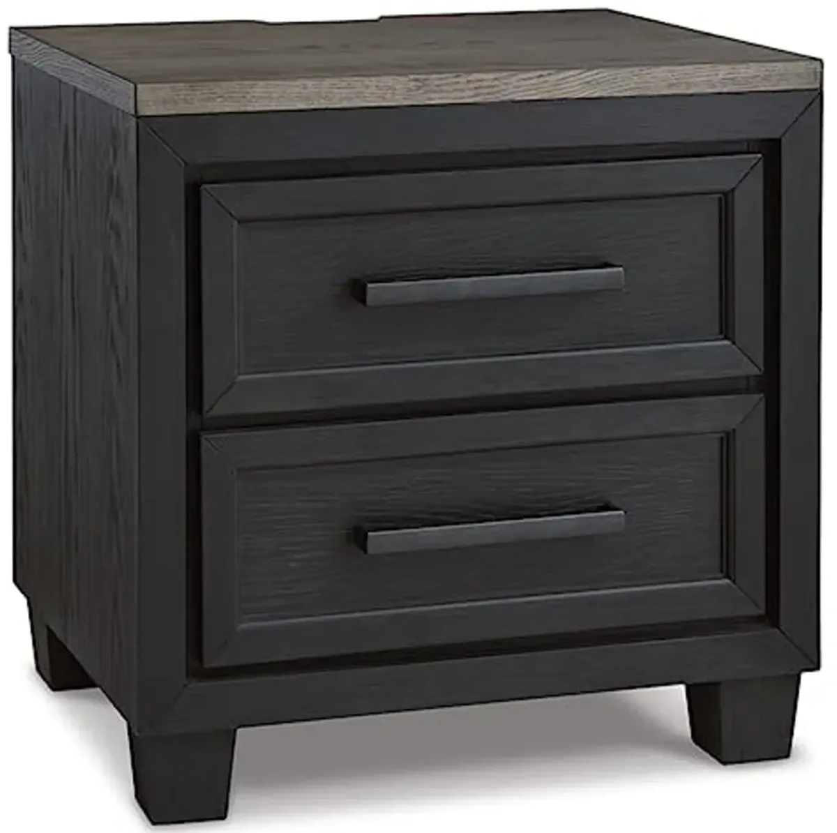 Signature Design by Ashley Foyland Modern Nightstand with 2 Drawers and USB Ports, 26.88" Tall, Dark Brown