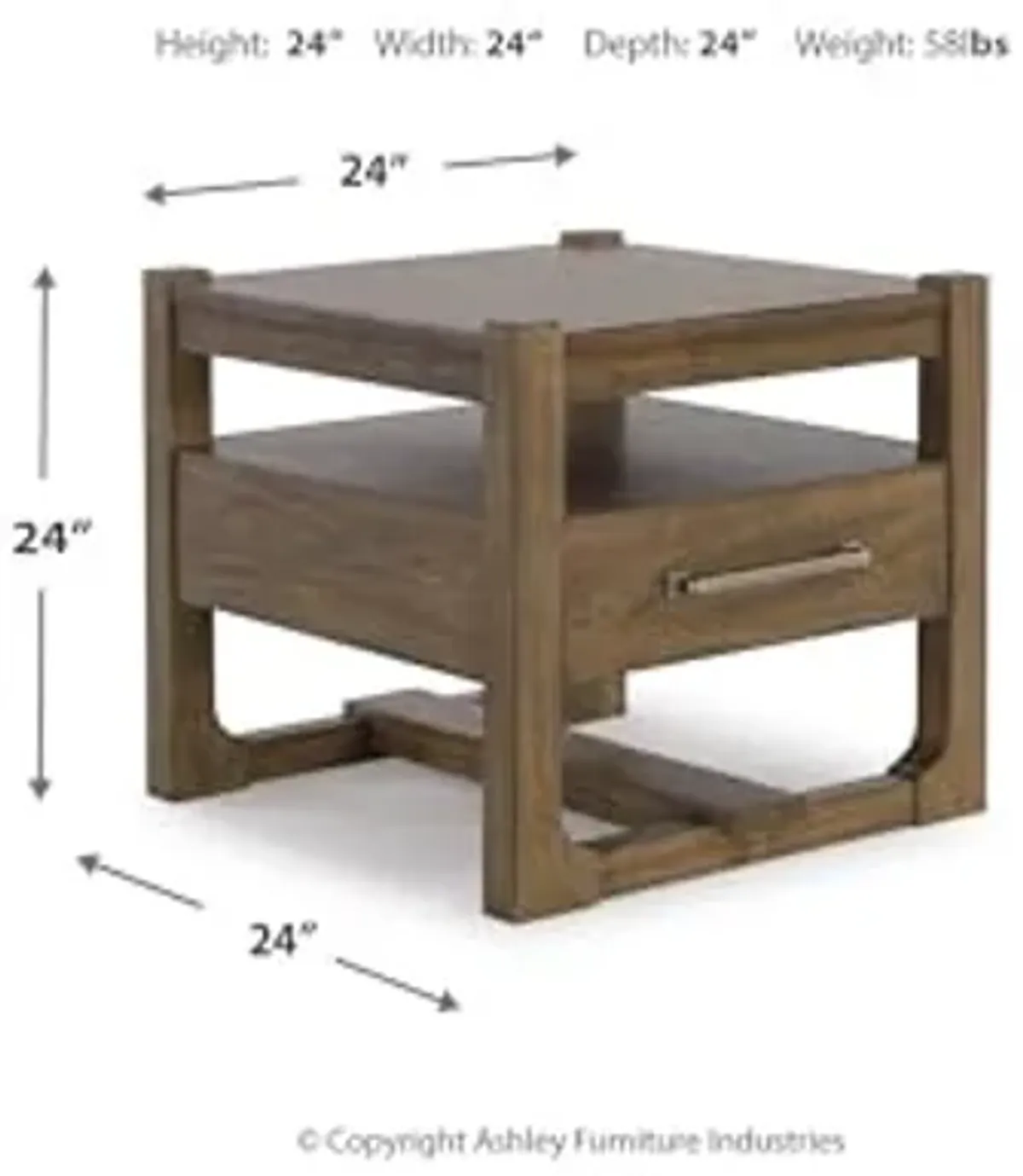 Signature Design by Ashley Cabalynn Casual End Table with 1 Drawer, Light Brown