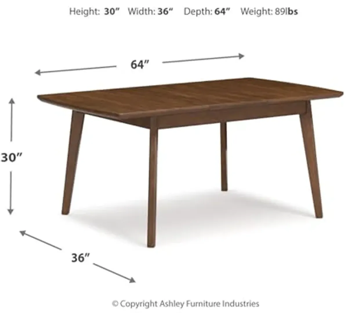 Signature Design by Ashley Lyncott Traditional Rectangular Dining Room Self-Storing Extension Table, Seats up to 6, Brown