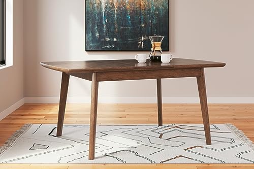 Signature Design by Ashley Lyncott Traditional Rectangular Dining Room Self-Storing Extension Table, Seats up to 6, Brown