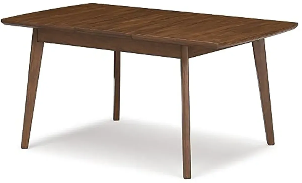 Signature Design by Ashley Lyncott Traditional Rectangular Dining Room Self-Storing Extension Table, Seats up to 6, Brown