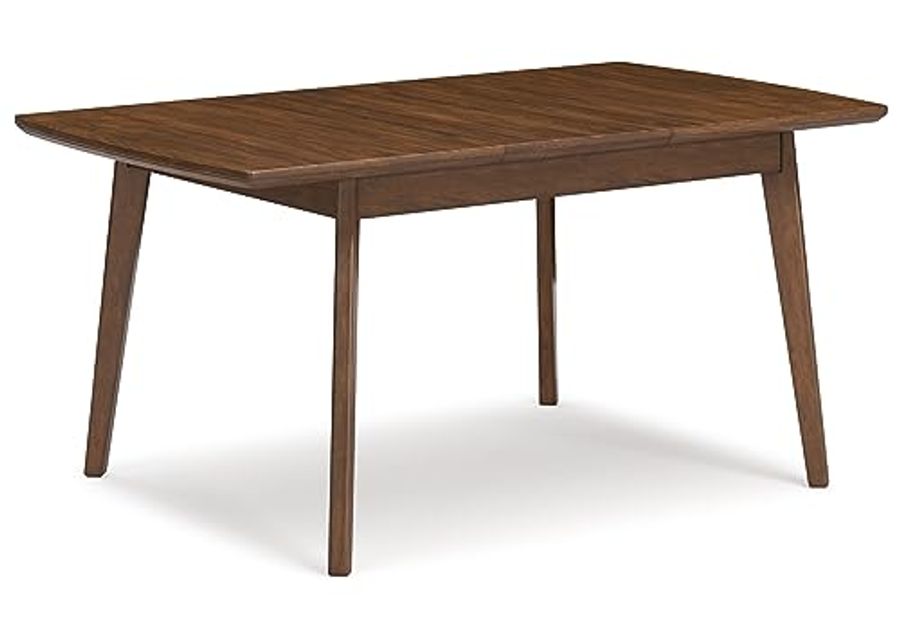 Signature Design by Ashley Lyncott Traditional Rectangular Dining Room Self-Storing Extension Table, Seats up to 6, Brown