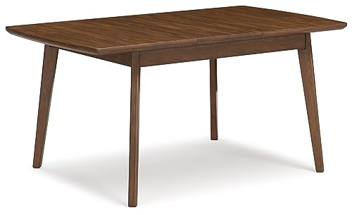 Signature Design by Ashley Lyncott Traditional Rectangular Dining Room Self-Storing Extension Table, Seats up to 6, Brown