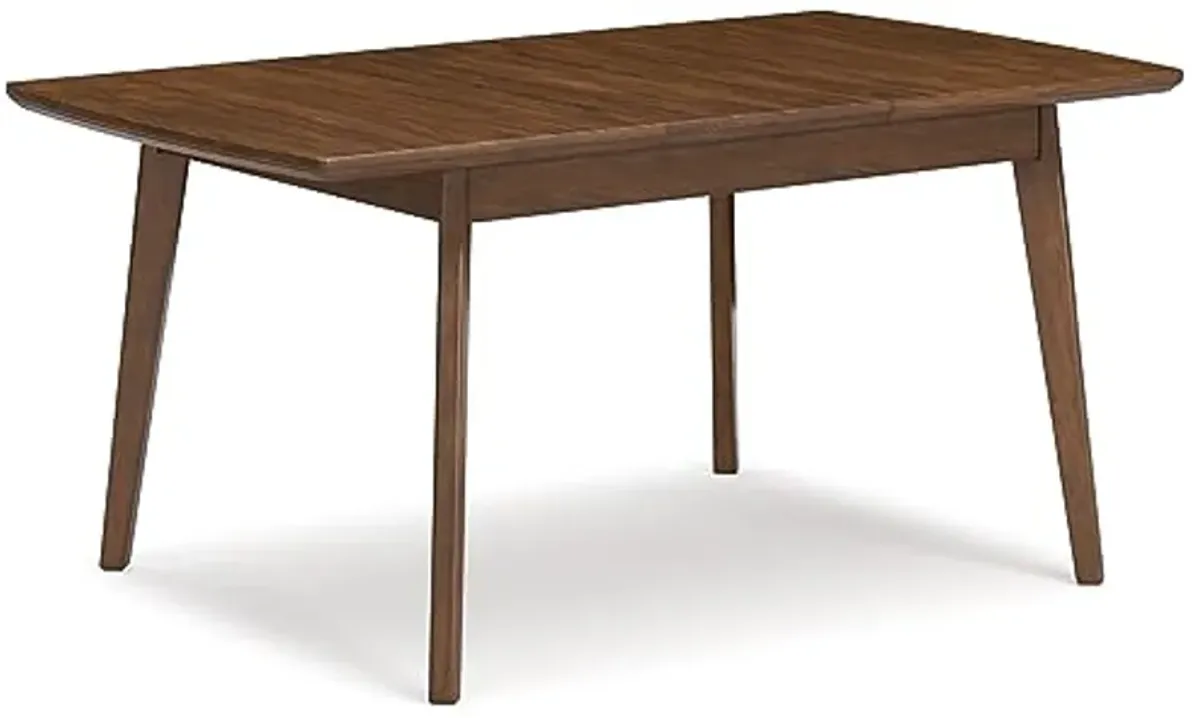 Signature Design by Ashley Lyncott Traditional Rectangular Dining Room Self-Storing Extension Table, Seats up to 6, Brown