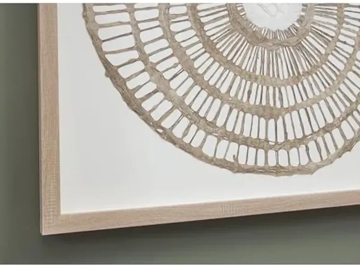 Signature Design by Ashley Brockham Bohemian Framed Geometric Wall Sculpture, Tan & White