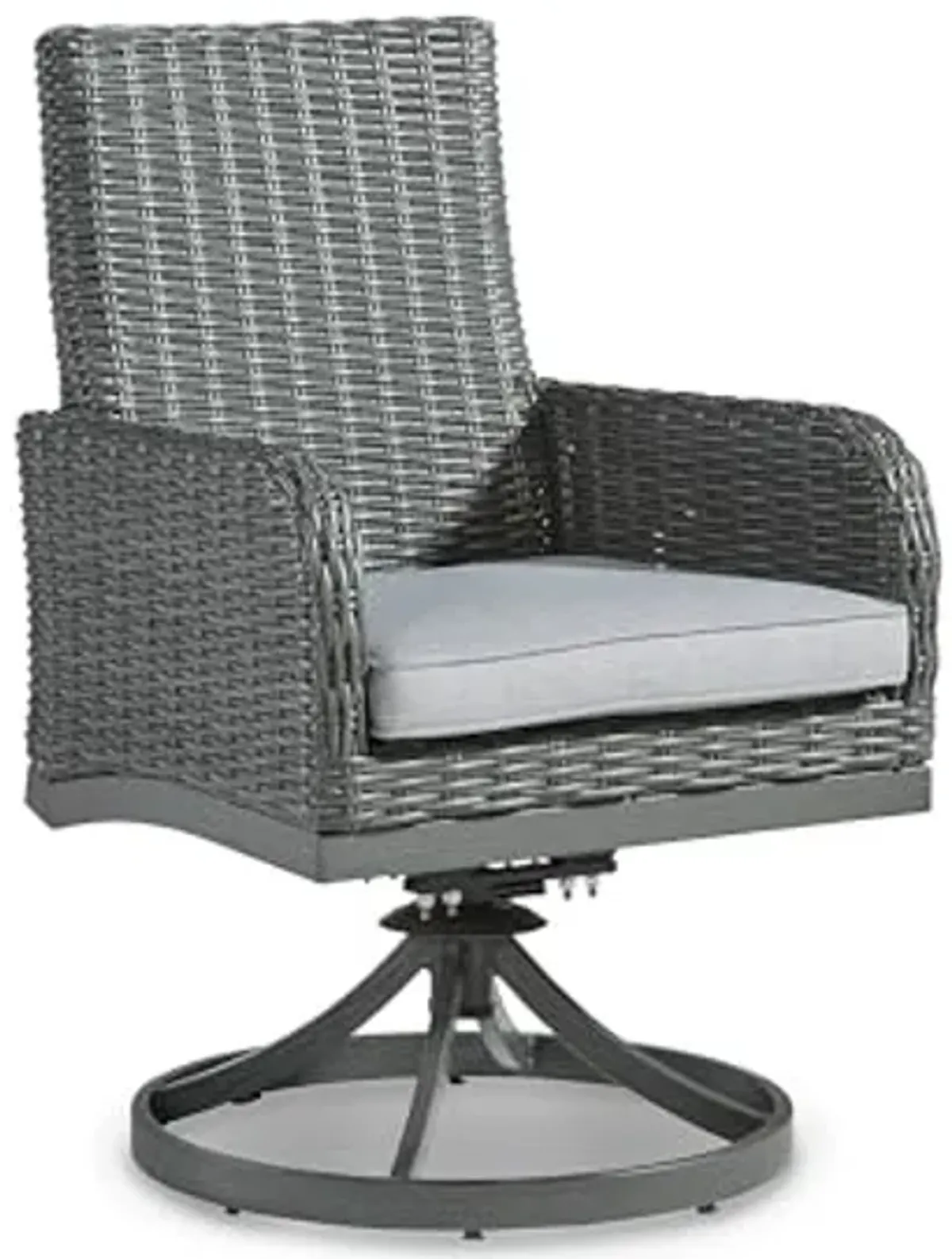 Signature Design by Ashley Elite Park Casual Outdoor Resin Wicker Swivel Chair with Cushion, 2 Count, Gray