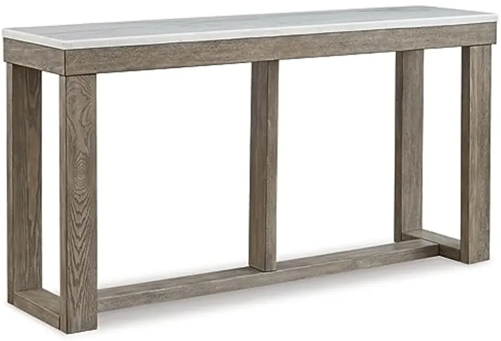 Signature Design by Ashley Loyaska Casual Sofa Table with Marble Top, Brown & White