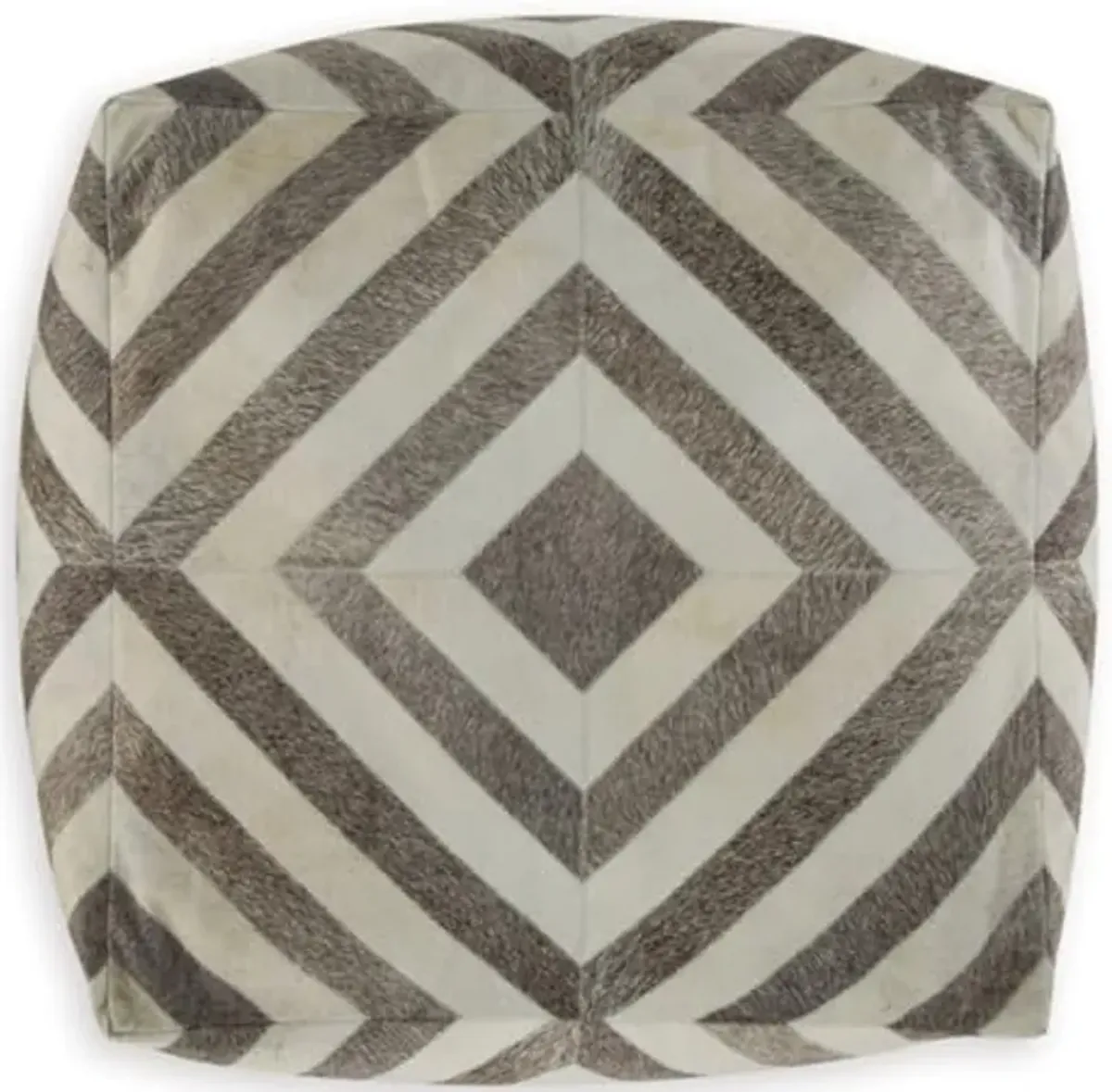 Signature Design by Ashley Hartselle Casual Geometric Patterned Pouf 18 x 18 Inches, Beige & Light Brown