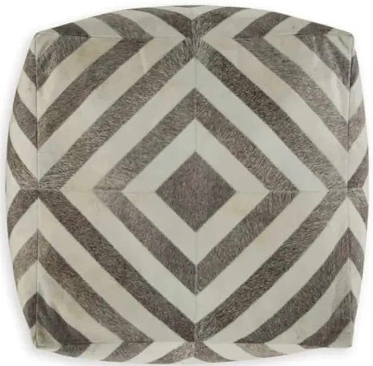 Signature Design by Ashley Hartselle Casual Geometric Patterned Pouf 18 x 18 Inches, Beige & Light Brown