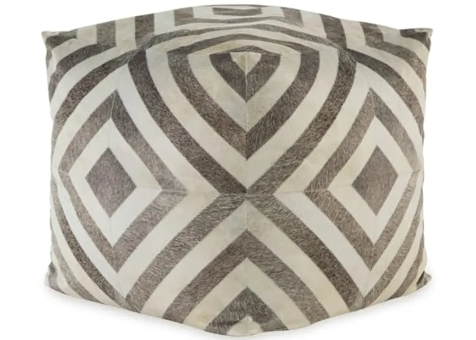 Signature Design by Ashley Hartselle Casual Geometric Patterned Pouf 18 x 18 Inches, Beige & Light Brown