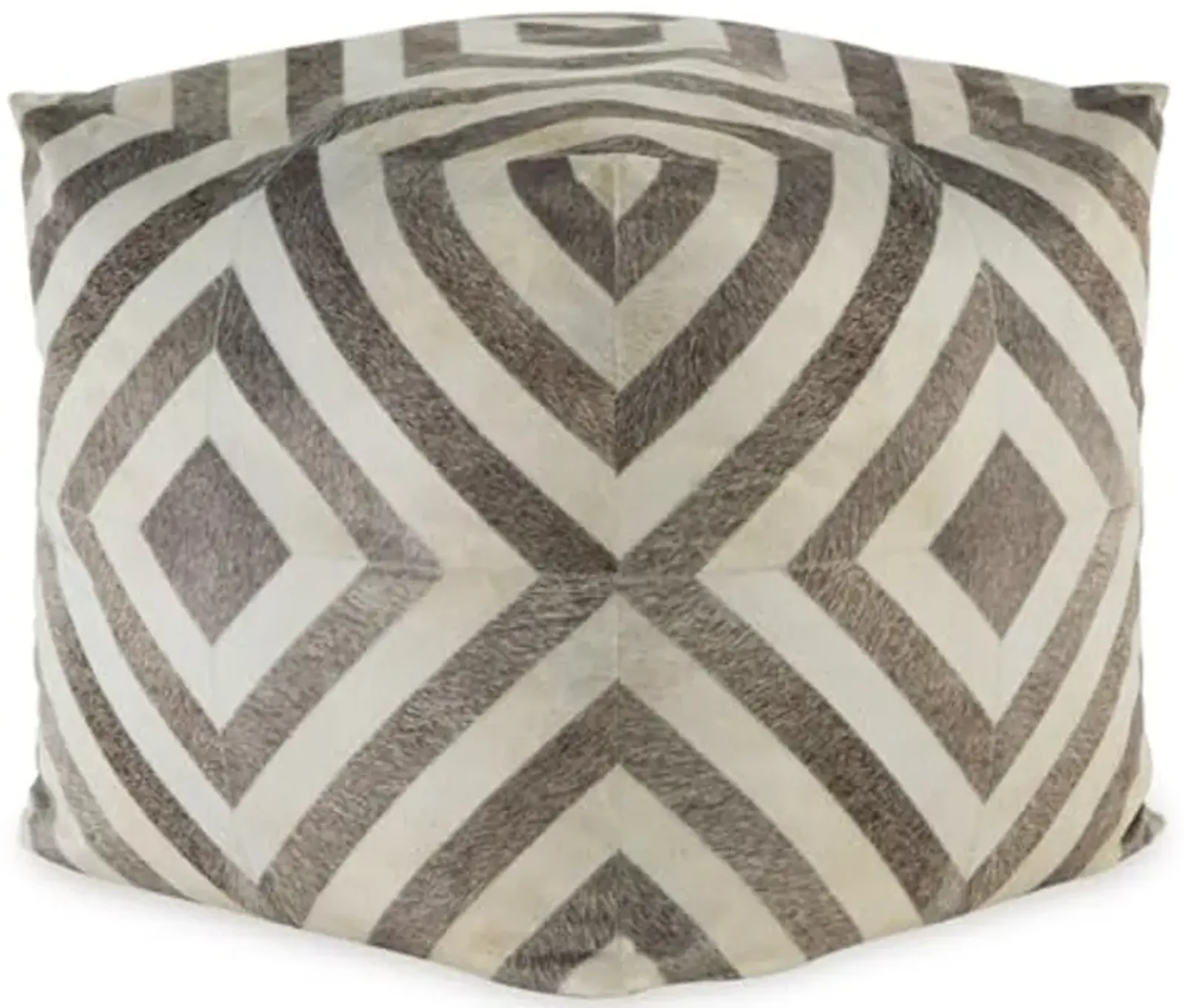 Signature Design by Ashley Hartselle Casual Geometric Patterned Pouf 18 x 18 Inches, Beige & Light Brown