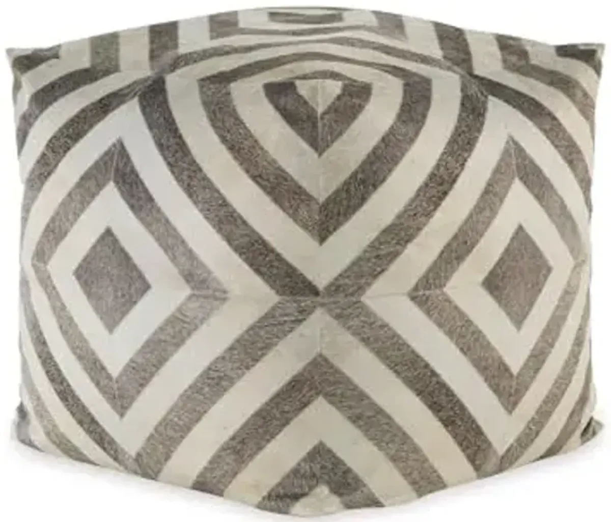 Signature Design by Ashley Hartselle Casual Geometric Patterned Pouf 18 x 18 Inches, Beige & Light Brown