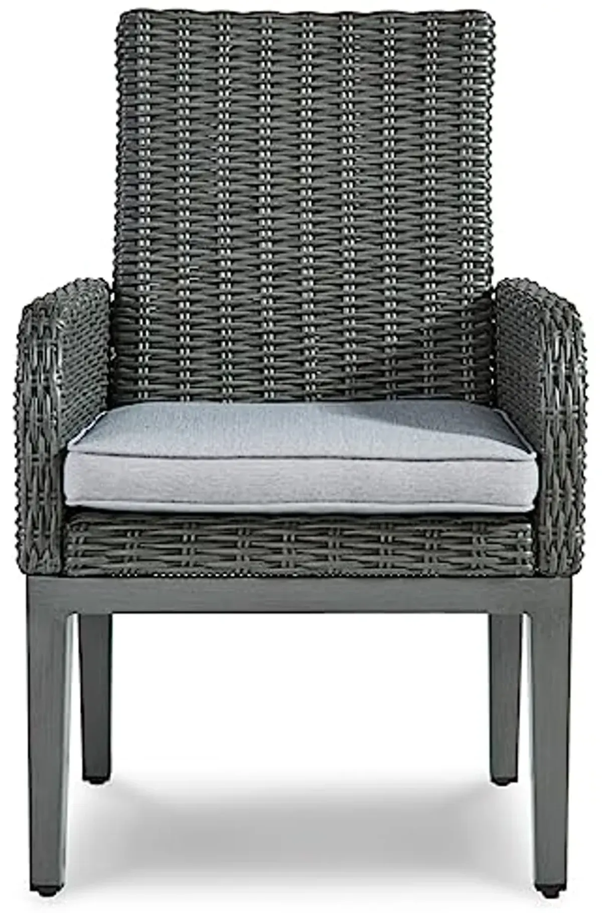 Signature Design by Ashley Elite Park Casual Outdoor Resin Wicker Arm Chair with Cushion, 2 Count, Gray