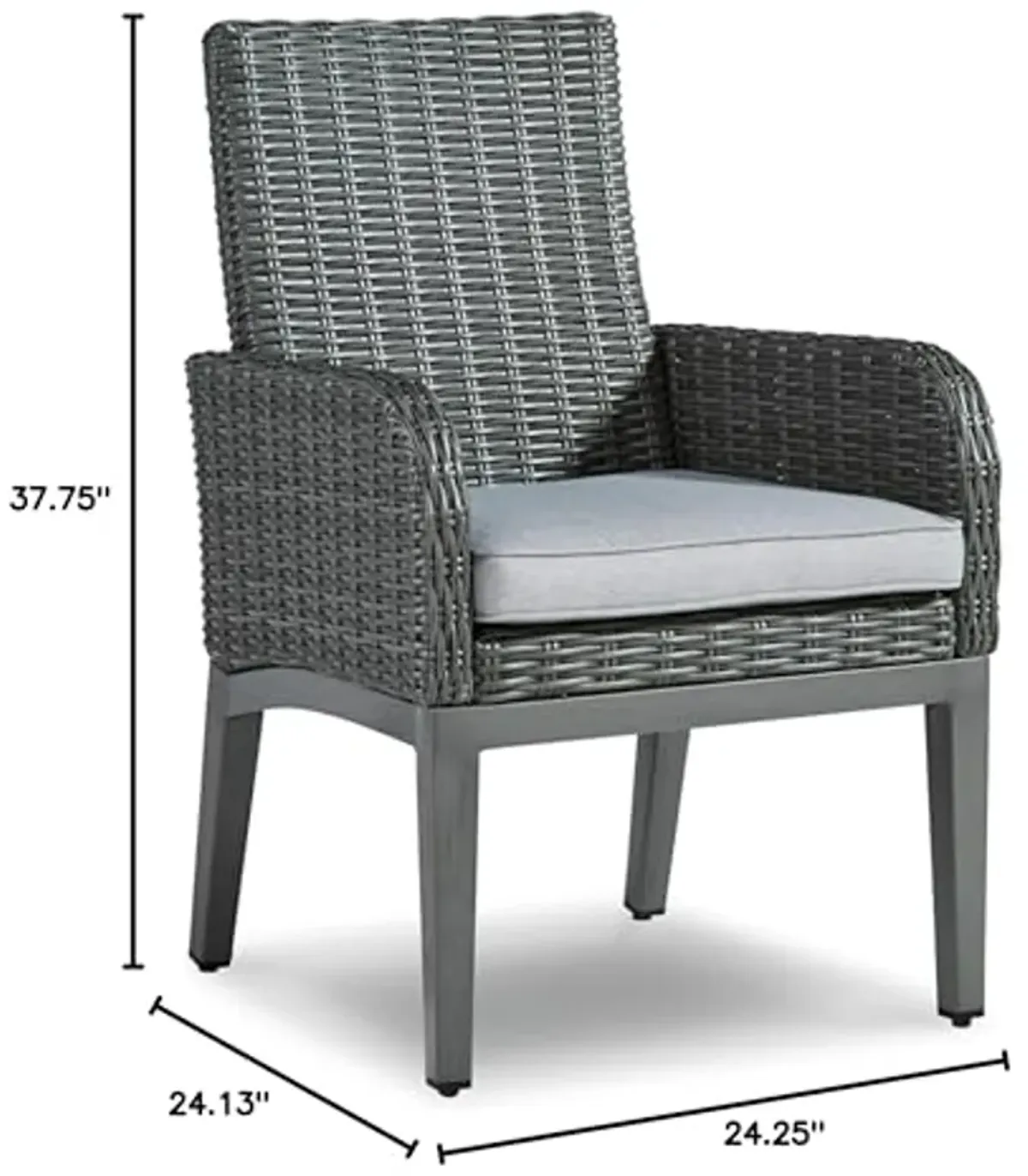 Signature Design by Ashley Elite Park Casual Outdoor Resin Wicker Arm Chair with Cushion, 2 Count, Gray