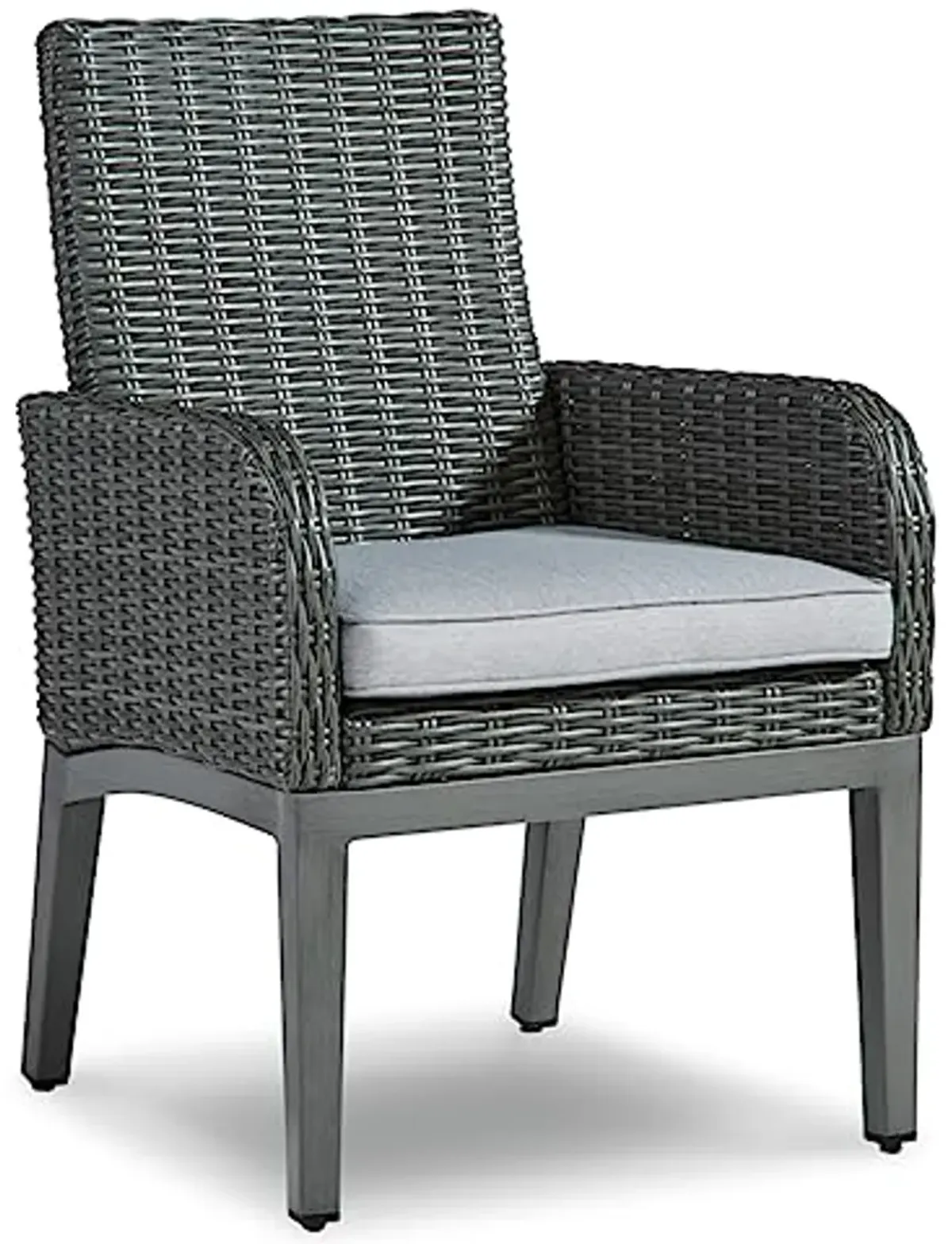 Signature Design by Ashley Elite Park Casual Outdoor Resin Wicker Arm Chair with Cushion, 2 Count, Gray