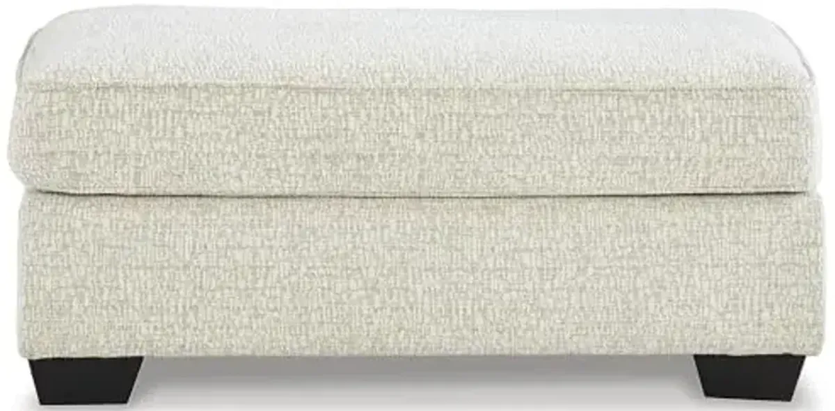 Signature Design by Ashley Valerano Contemporary Crosshatched Chenille Upholstered Ottoman, Cream & Brown