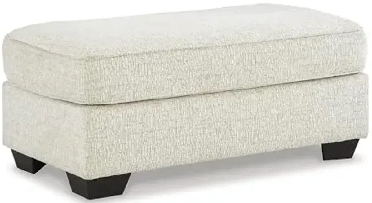 Signature Design by Ashley Valerano Contemporary Crosshatched Chenille Upholstered Ottoman, Cream & Brown