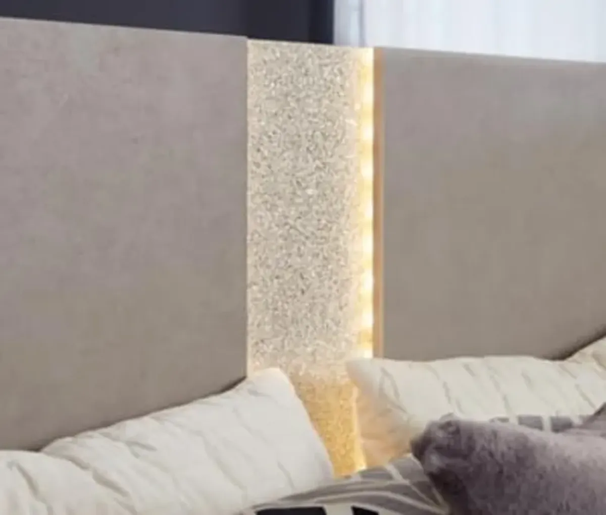 Signature Design by Ashley Surancha Glam Glitter Panel Accent Headboard ONLY, Full/Queen, Gray