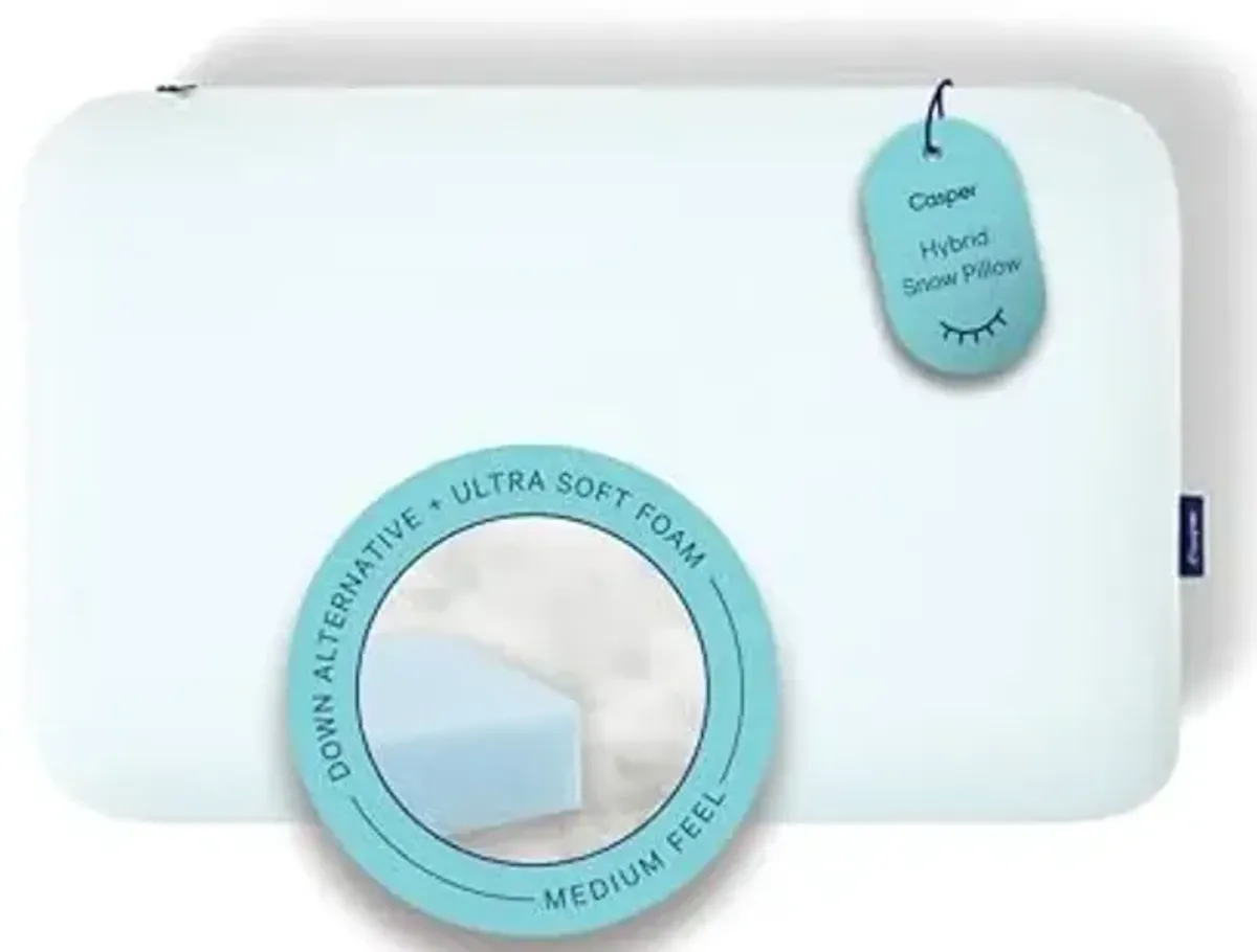 Casper Sleep Hybrid Snow Pillow, King, White