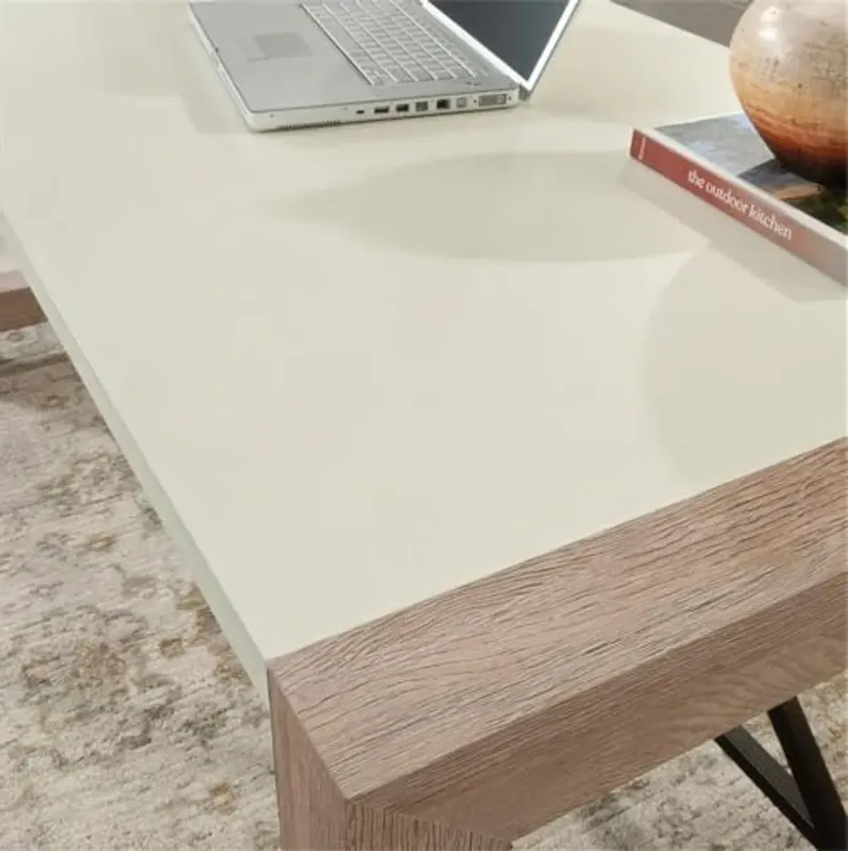 Sauder Dixon City Engineered Wood Executive Desk in Brushed Oak Finish