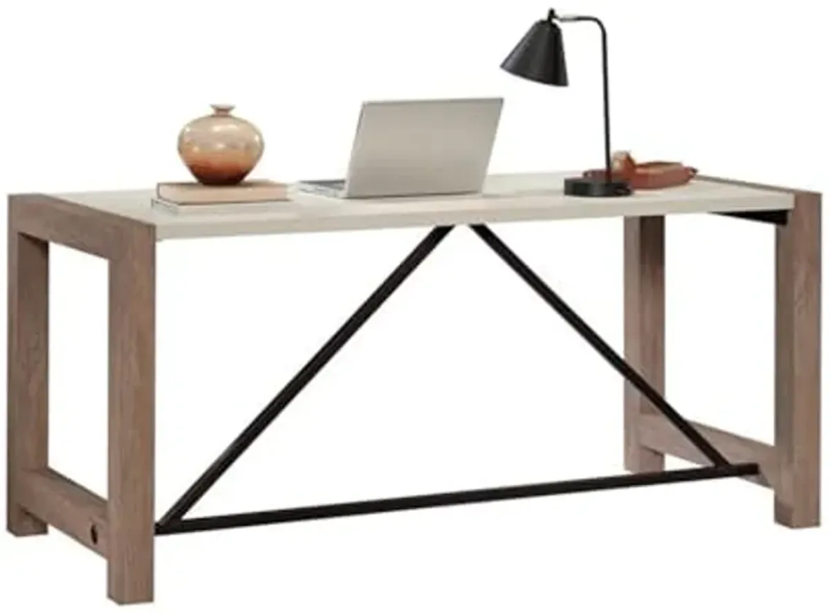 Sauder Dixon City Engineered Wood Executive Desk in Brushed Oak Finish