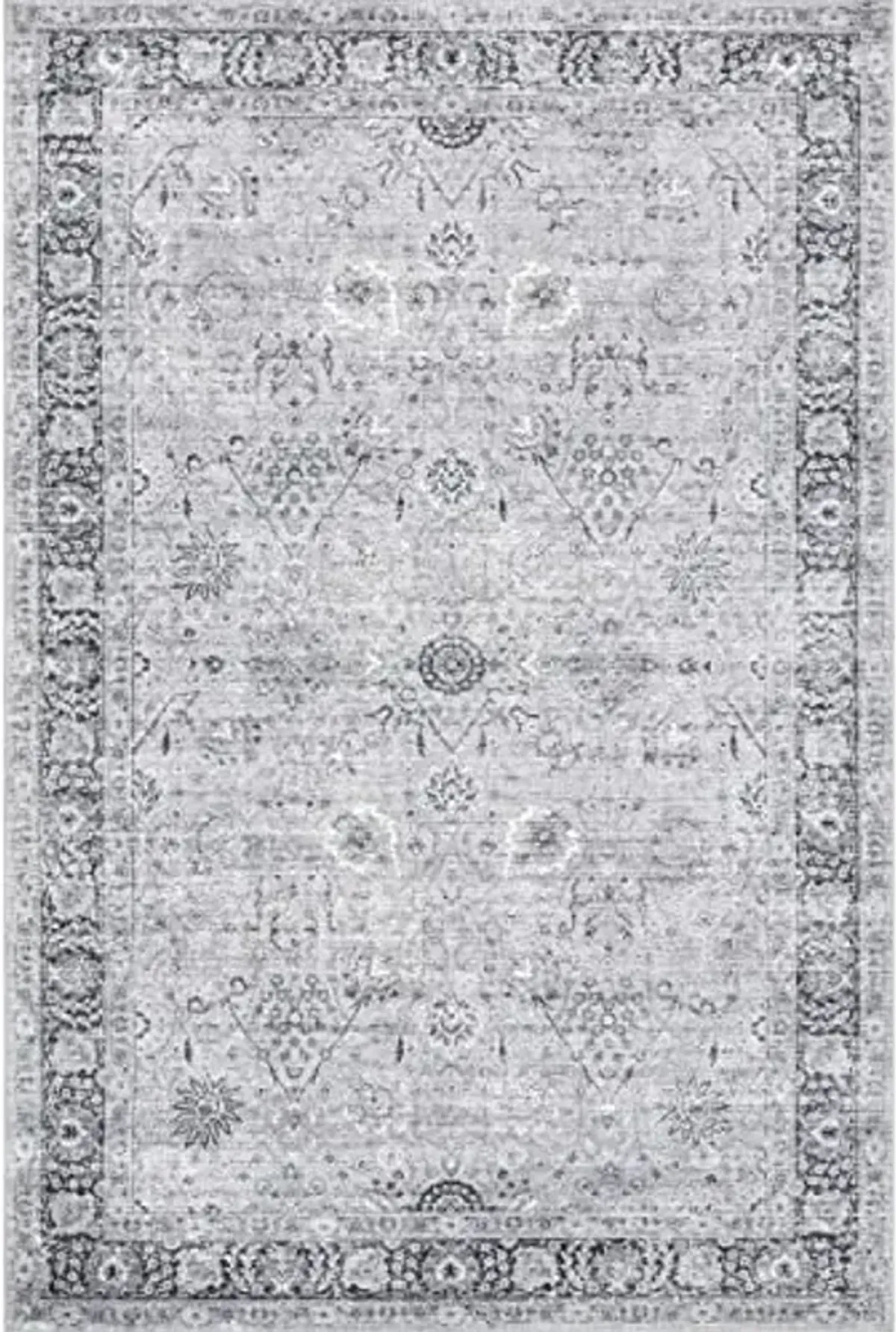 Rugs USA Bayberry Vintage Machine Washable Area Rug - 9x12 Machine Washable Area Rug Traditional Light Grey for Living Room Bedroom Dining Room Kitchen