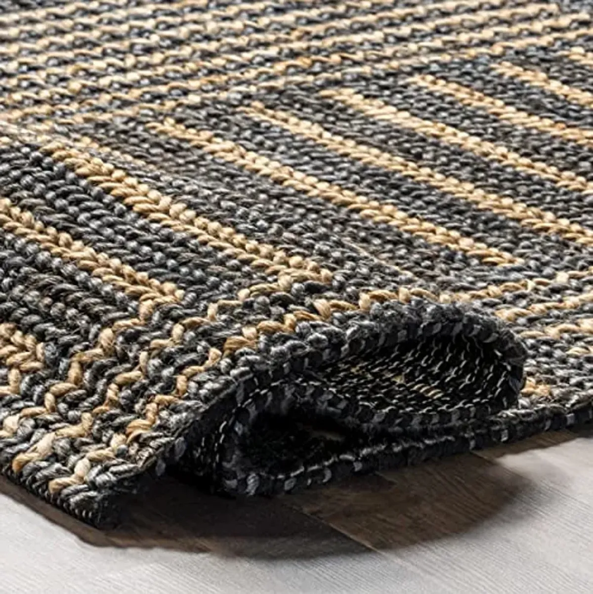 Rugs USA x Lauren Liess Handwoven Jute Area Rug, 9x12, Black