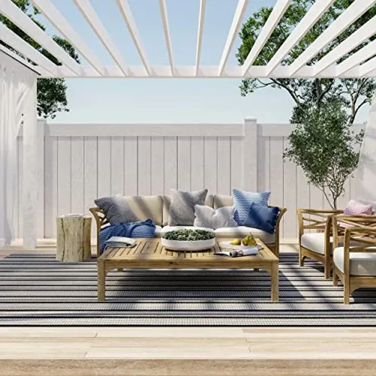 Rugs USA Gazania Striped Indoor/Outdoor Area Rug, 5x8, Black